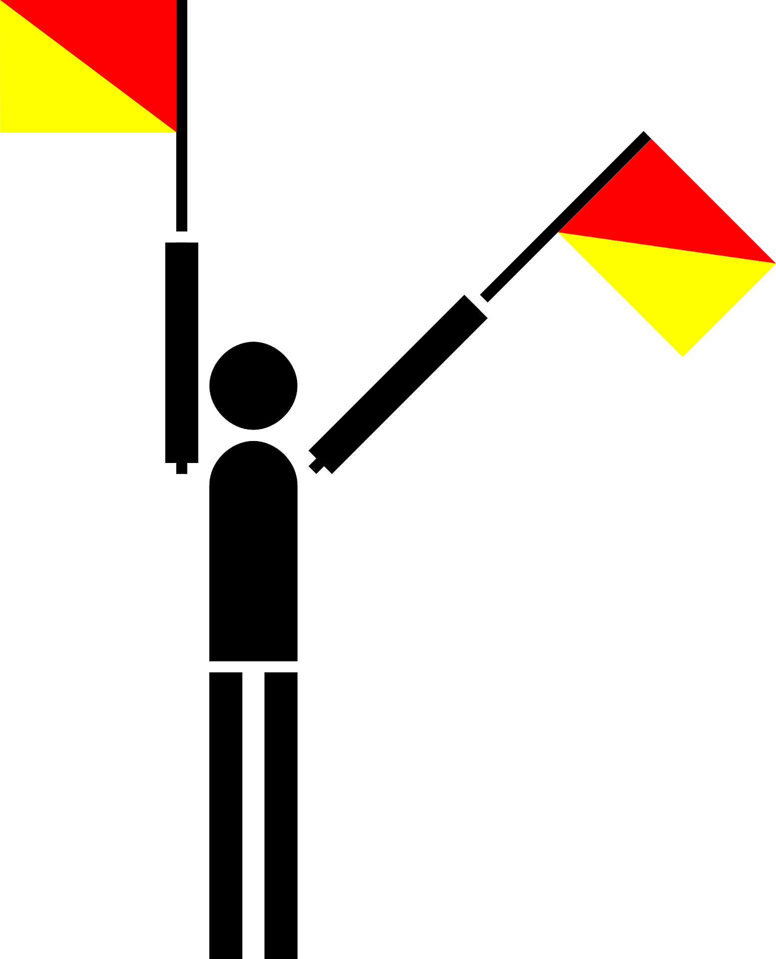 Man Waving Flags - Semaphore Flag Png (1554x1920), Png Download