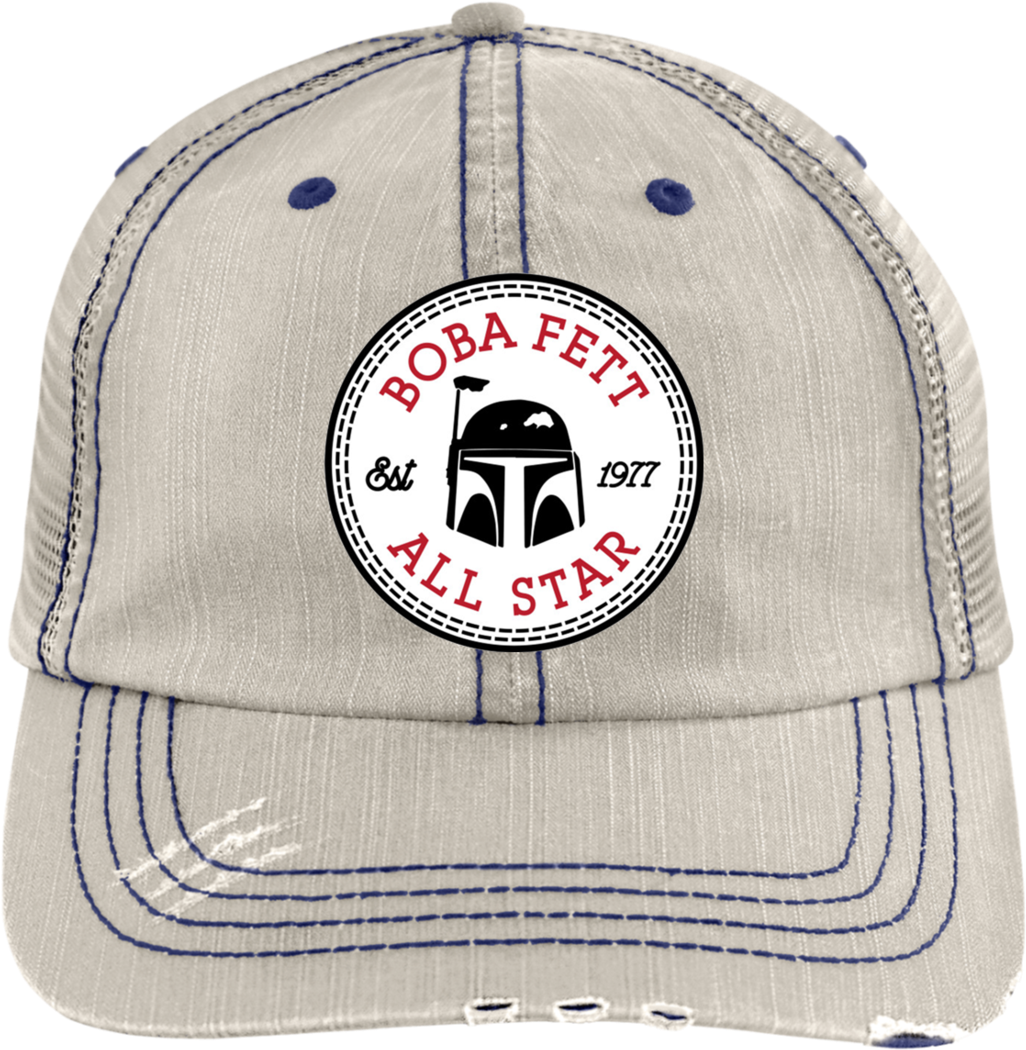 Boba Fett Star Wars All Star Converse Logo 6990 Distressed - Trucker Hat (1060x1060), Png Download