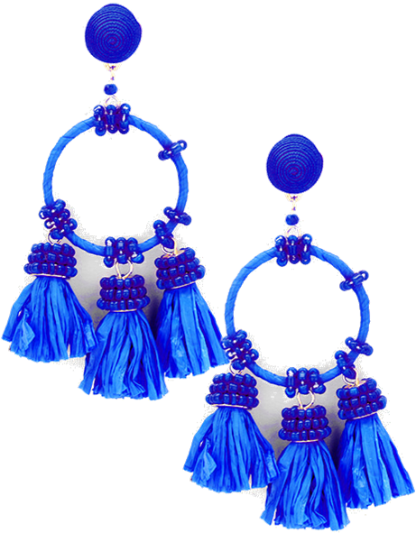 Marina Raffia Tassel Earrings In Royal Blue - Jewelry Making (696x696), Png Download