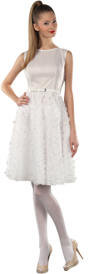 Dress Png, Download Png Image With Transparent Background, - Девушка В Белом Платье Png (400x921), Png Download