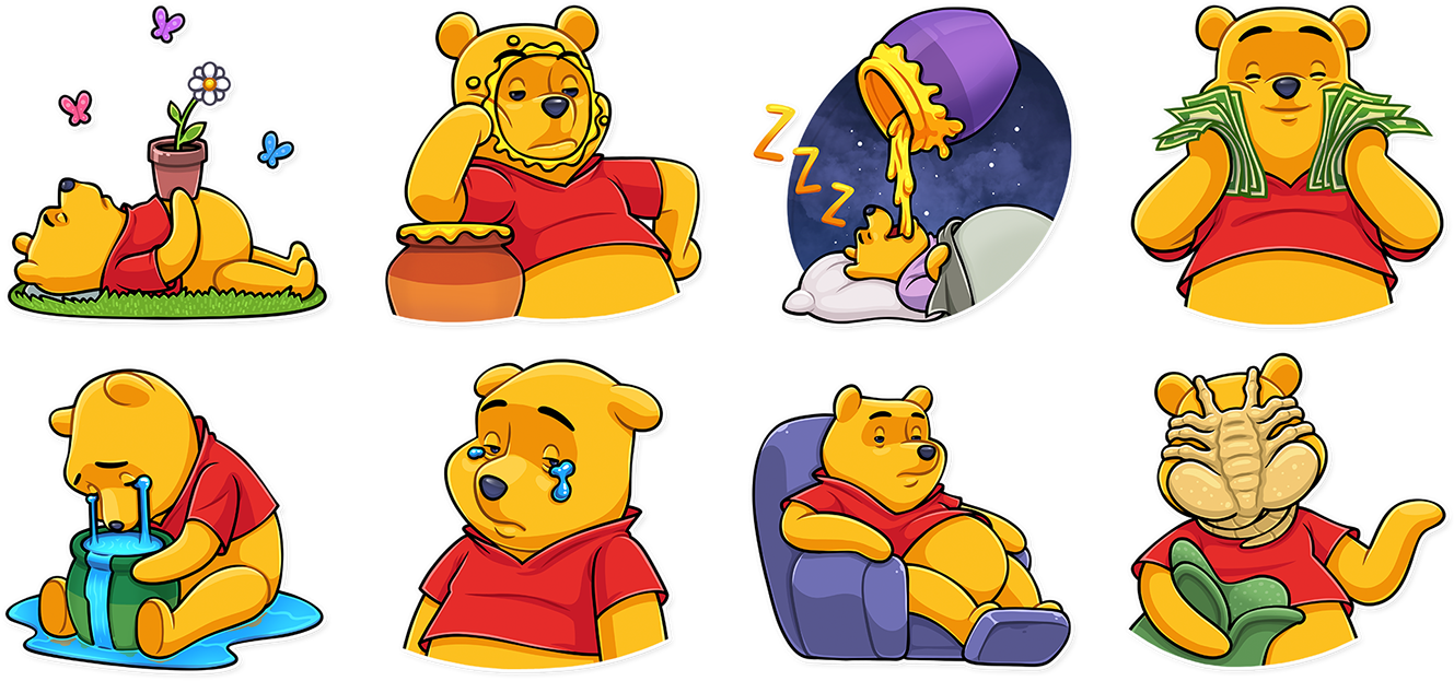Add The Stickers On Telegram - Telegram Winnie The Pooh Stickers (1400x666), Png Download