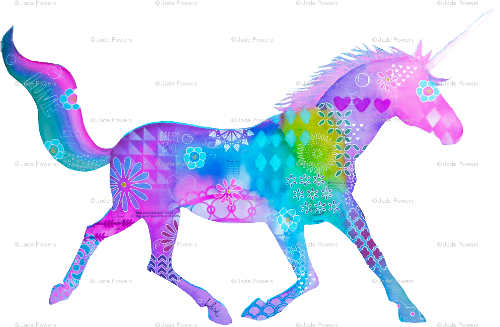 Mixed Media Colorful Unicorn Silhouette Wallpaper - Mane (996x714), Png Download