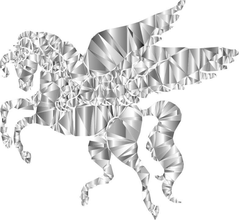 Winged Unicorn Low Poly - Illustration (784x724), Png Download
