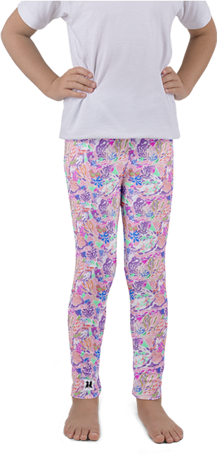 Coral Reef Pink Kids Leggings - Leggings (1000x648), Png Download