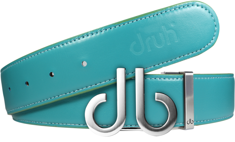Full Grain Leather Belt In Aqua With Brushed Silver - Belt (800x600), Png Download