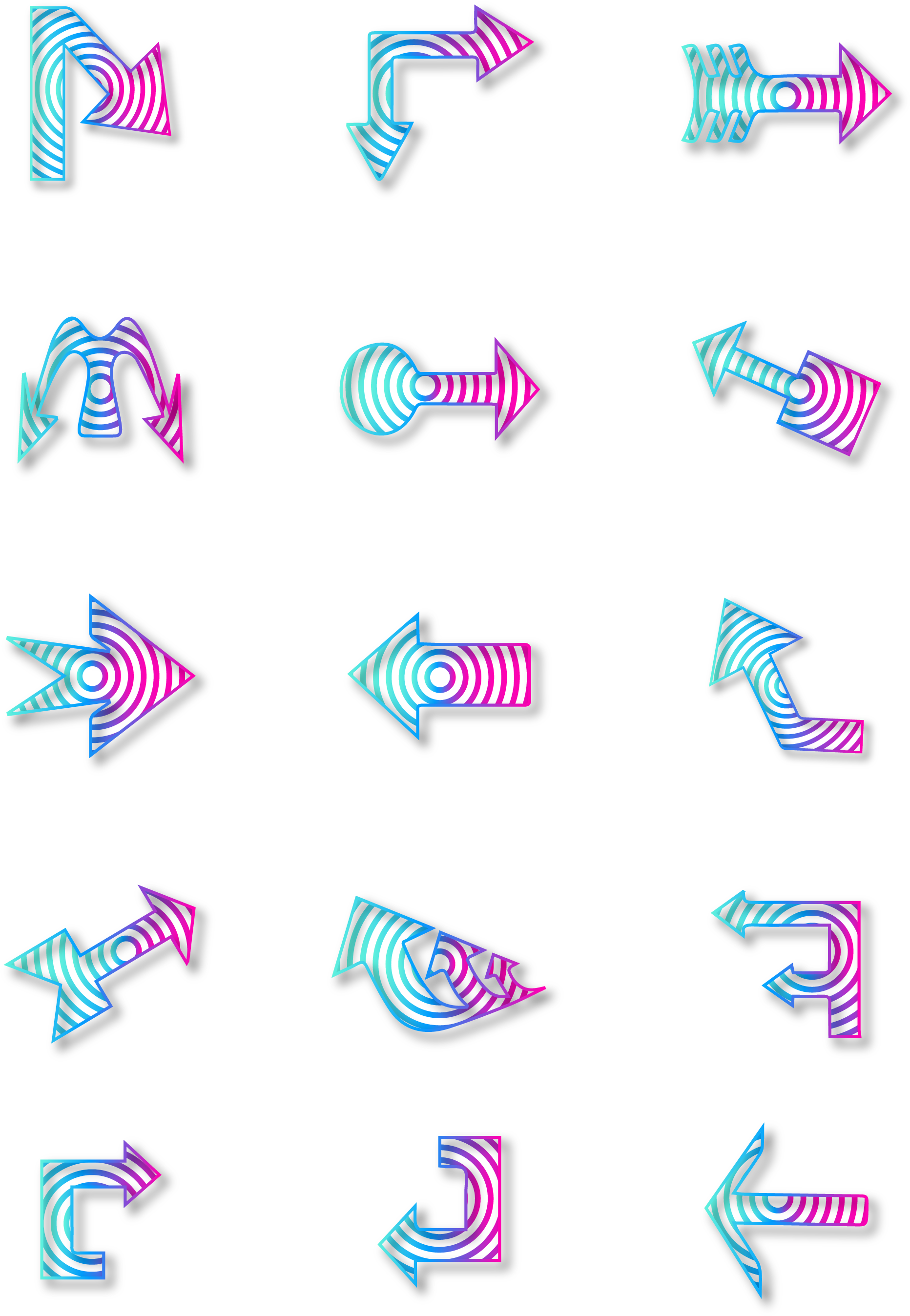 Setas Coloridas De Moda Minimalistas Ícones Seta Png (2133x2852), Png Download