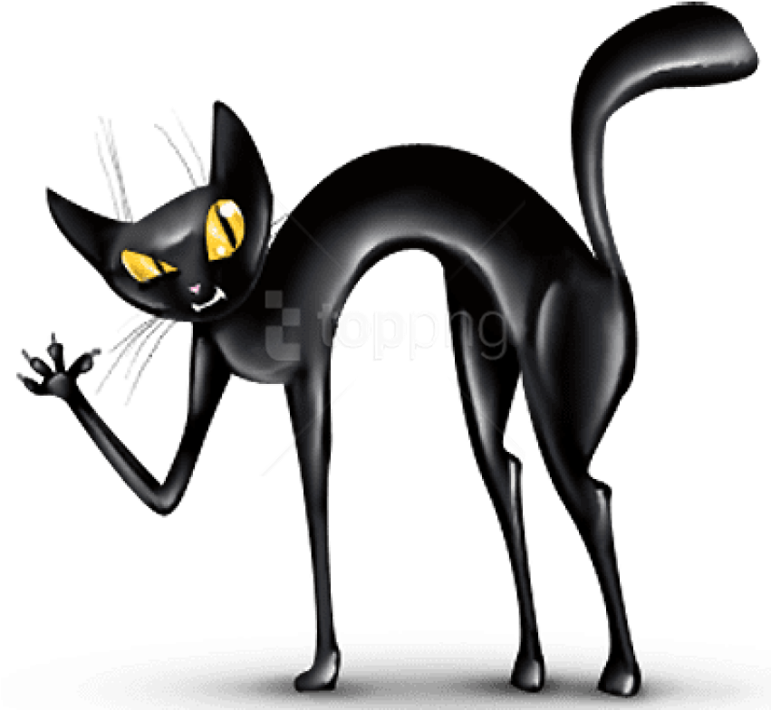 Free Png Download Transparent Haunted Black Cat Png - Кот Хэллоуин Png (850x823), Png Download