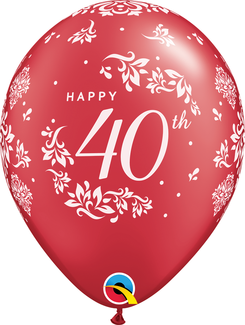11" Pearl Ruby Red 50ct 40th Anniversary Latex Balloons - Balloon (800x1059), Png Download