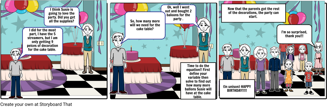 Susie's Birthday Equation - Cartoon (1164x385), Png Download