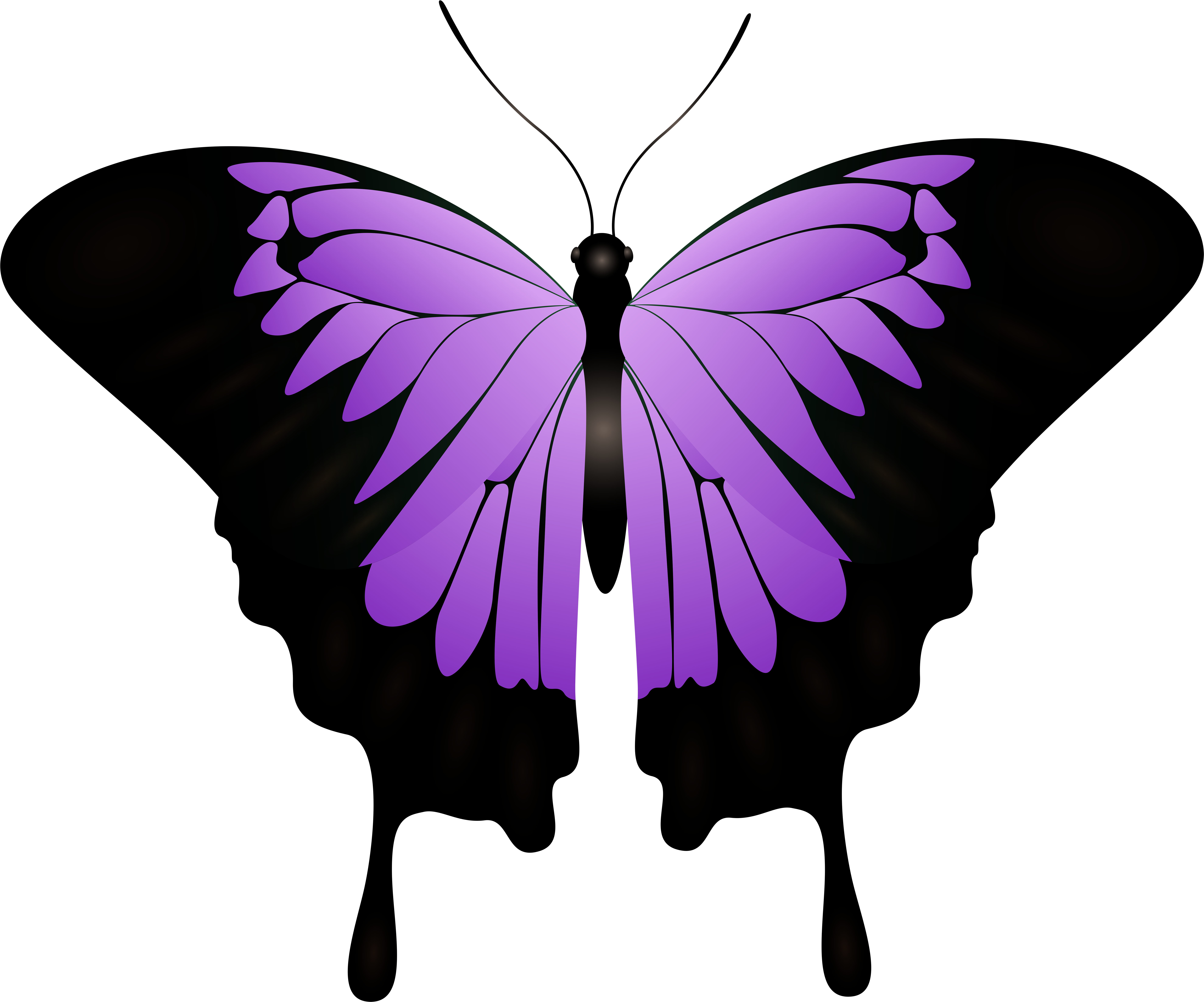Purple Butterfly Decorative Transparent Image (8000x6663), Png Download