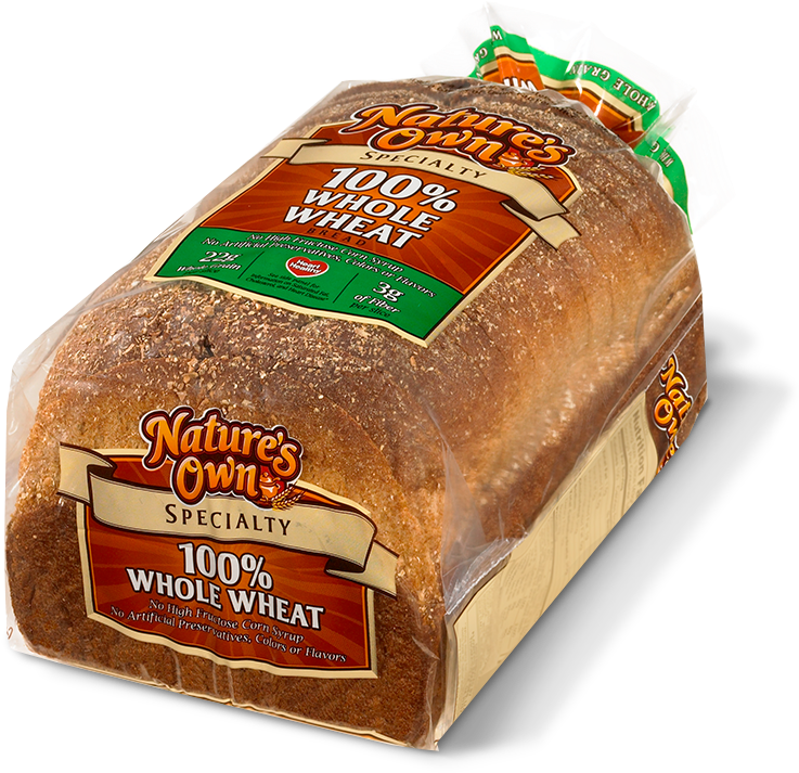 100% Whole Wheat Specialty Bread - Whole Wheat Bread Nutrition Natures Own (890x1000), Png Download