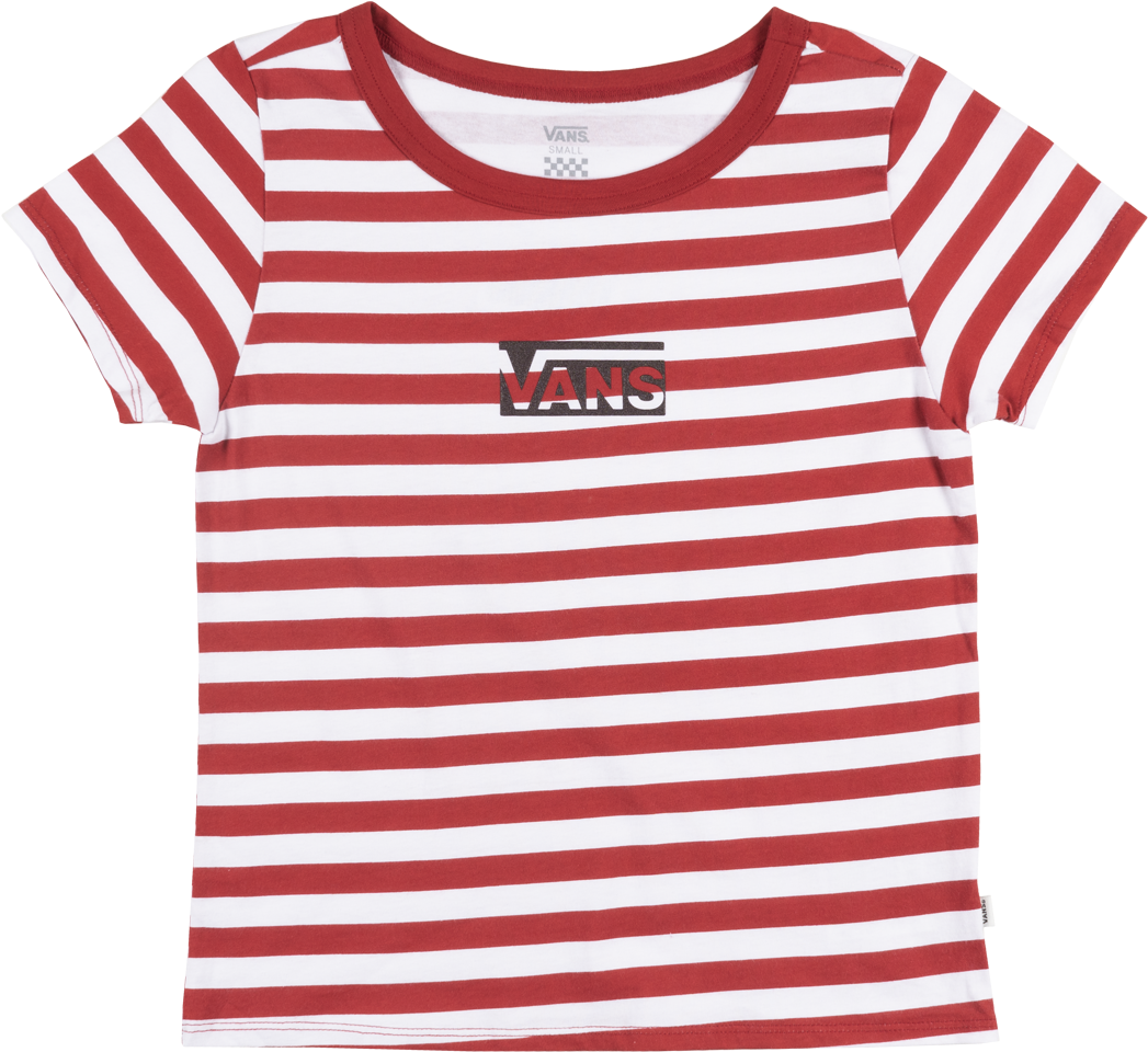 Vans Off The Wall Stripe Skimmer T-shirt Red White (1115x1000), Png Download