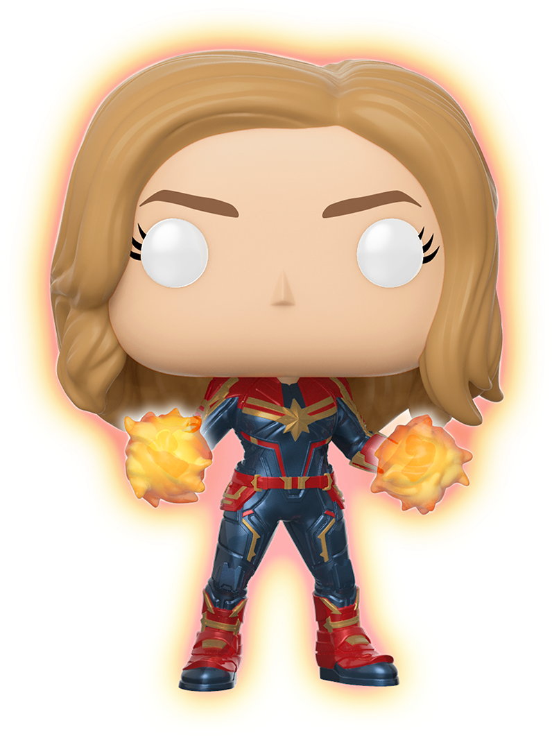 Marvel - Cm - Captain Marvel - Glowing Hands - Walmart - Funko Pop Captain Marvel Glow In The Dark (1300x1300), Png Download