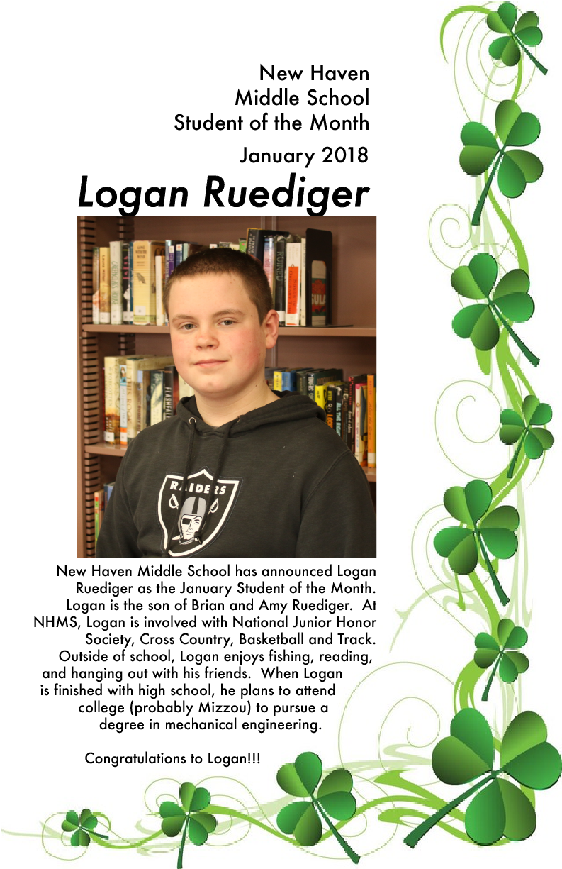 Logan Ruediger Named January 2018 New Haven Middle - تصویر زمینه ساده و شیک (947x1224), Png Download