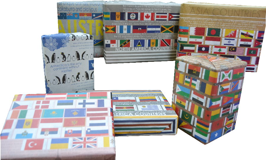 7 Assorted All 7 Continents Informative Gift Wrapping - Toy (900x600), Png Download