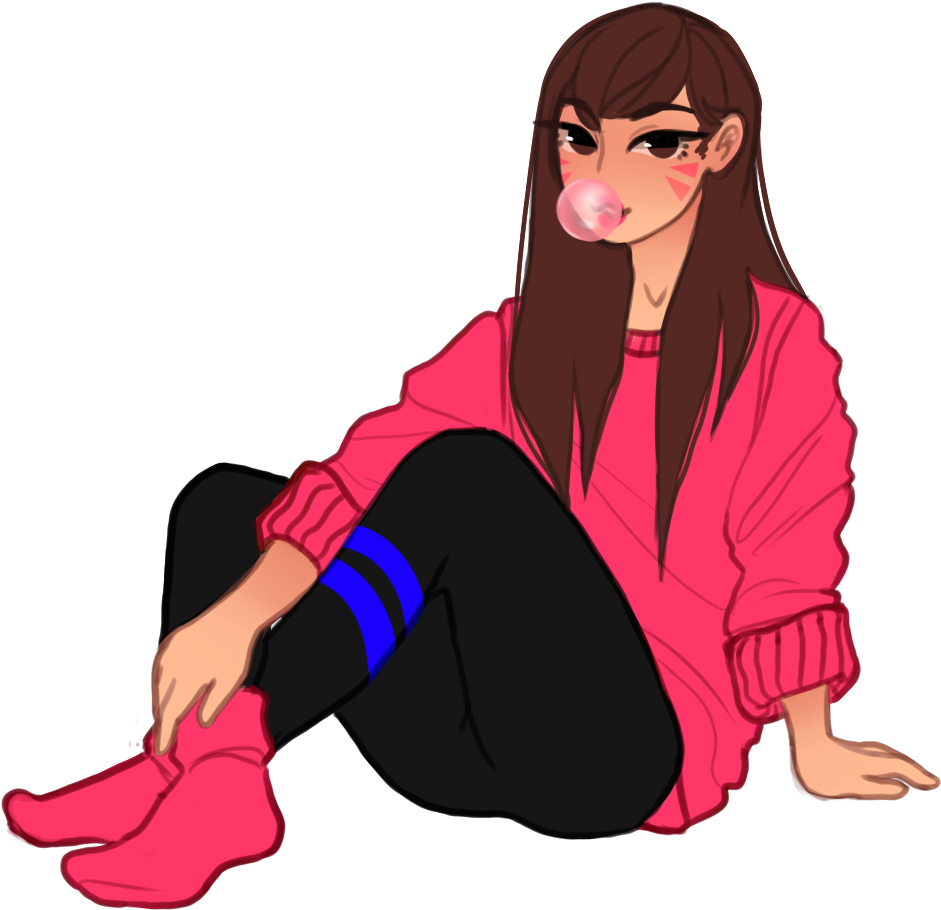 Va Overwatch Dva Dva Overwatch Not Digging That Bubblegum - Girl (971x933), Png Download