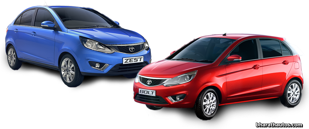 Tata Motors Bolt Hatch And Zest Compact Sedan - Tata Bolt And Zest (1003x428), Png Download
