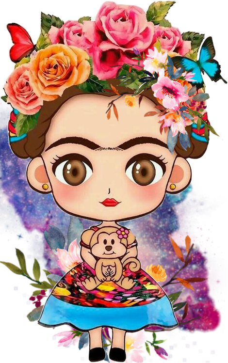 Popular And Trending Famous People Stickers On Picsart - Frida Kahlo Dibujo Anime (470x749), Png Download