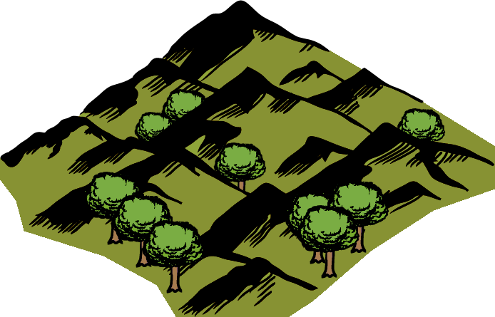 1e World Style Forested Mountains - 1e World Style Icons Hexographer (694x445), Png Download