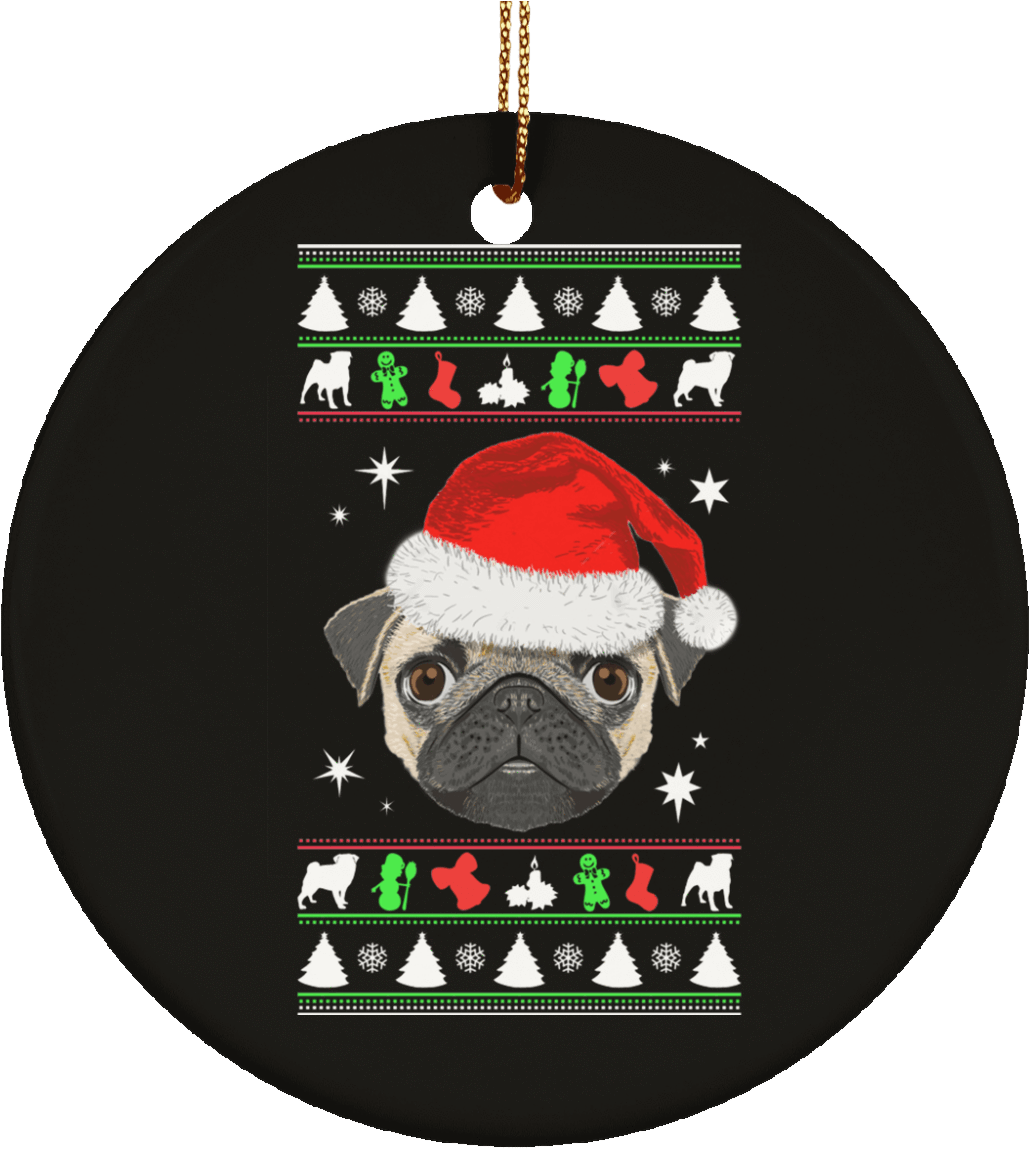 Pug Face Christmas Ornaments - Christmas Day (1155x1155), Png Download