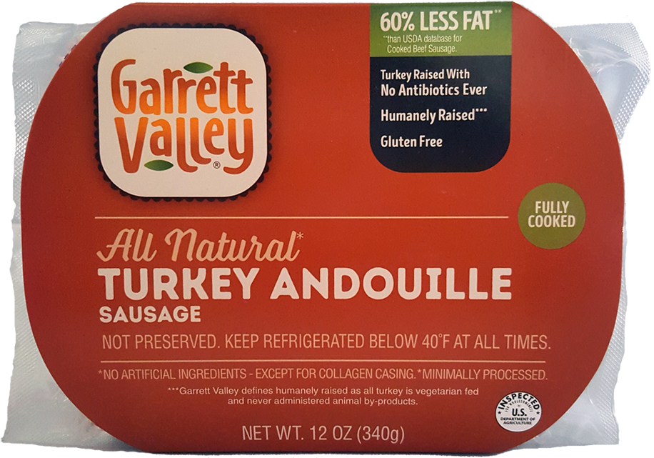 Smoked Turkey Andouille Sausage - Garrett Valley (974x640), Png Download