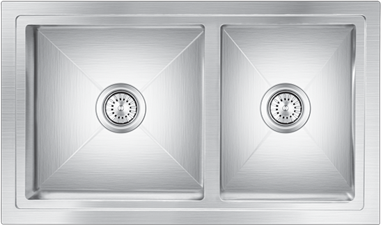 34"x20" Nirali Expell Range Emax Double Bowl Stainless - Kitchen Sink (781x781), Png Download