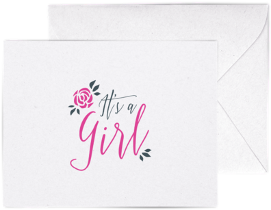 It's A Girl A2 Letterpress Cards - Calligraphy (575x575), Png Download