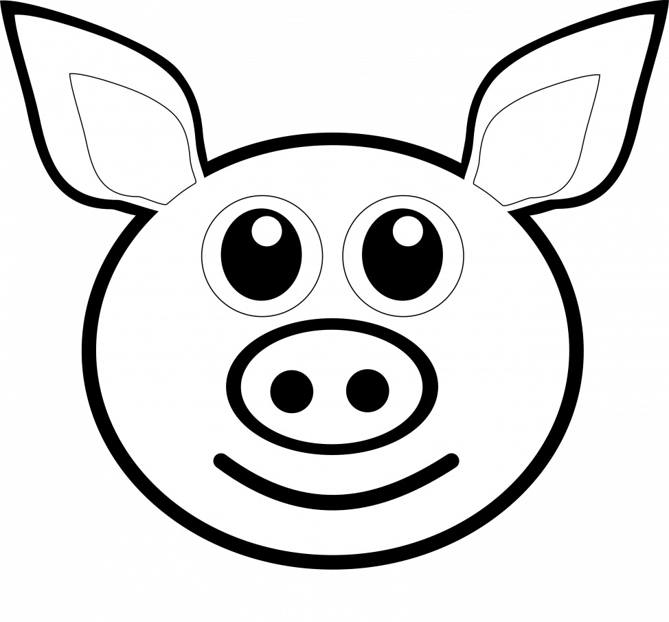 Ear Picture - Pig Face Coloring Pages (974x905), Png Download