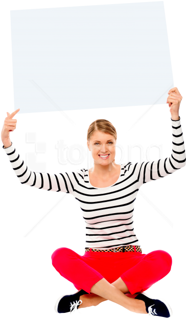 Free Png Download Girl Holding Banner Png Images Background - Hand Holding Banner Png (480x662), Png Download