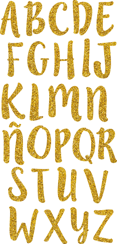 Letras Imprimibles Doradas Glitter Gold Printable Moldes (490x1019), Png Download