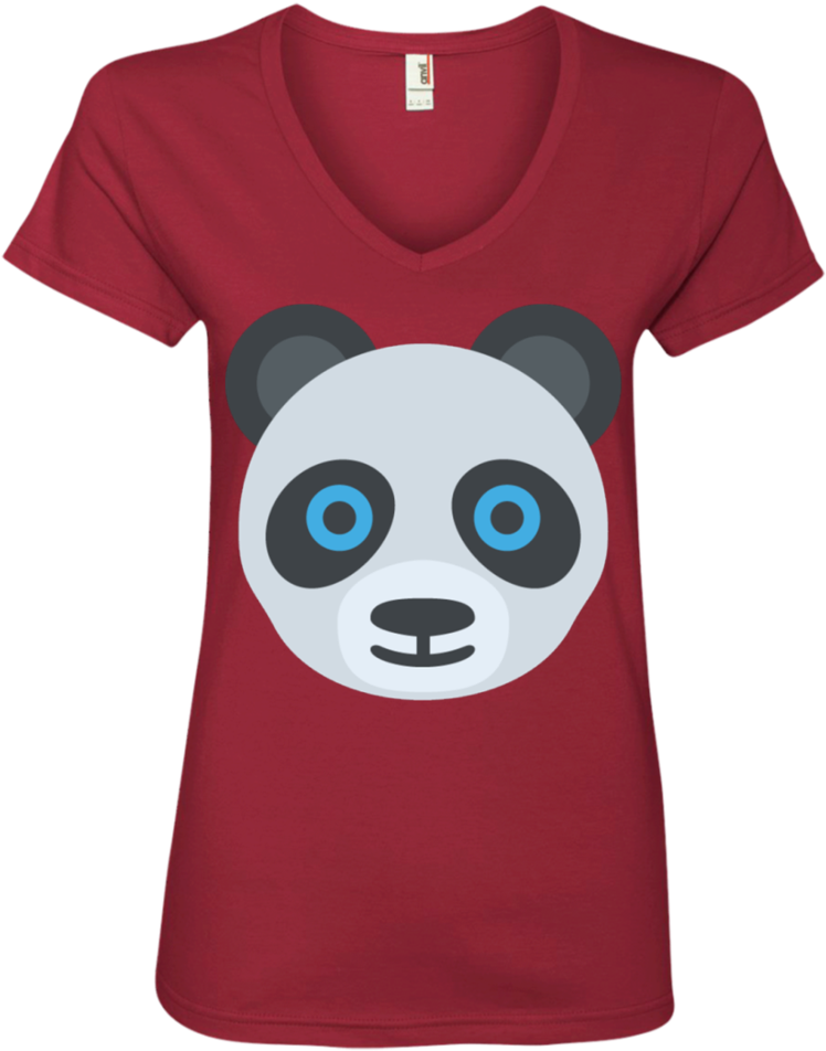 Panda Face Emoji Ladies' V Neck T Shirt - Sudadera De Snoopy Navideña (960x960), Png Download
