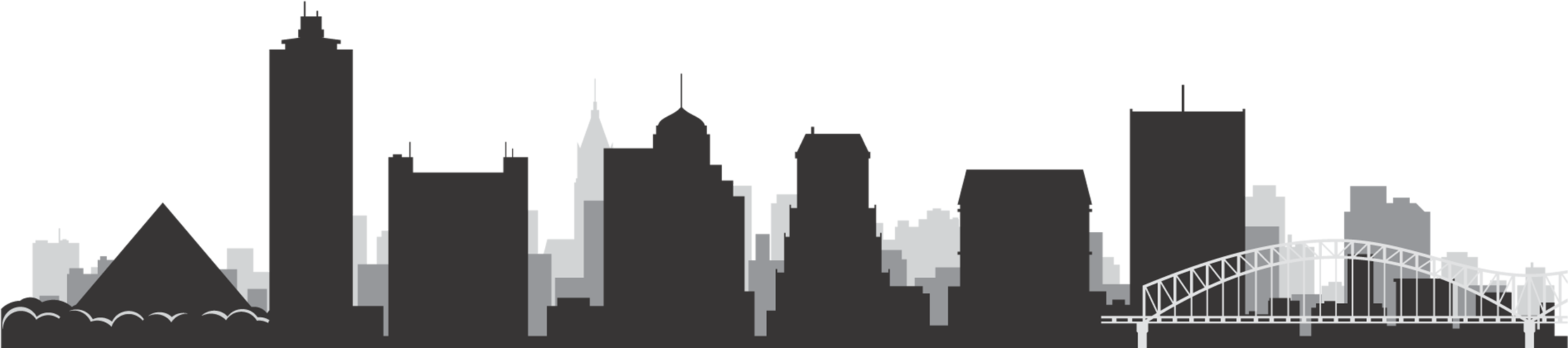 Memphis Skyline Tattoos Pinterest Tattoos Memphis Skyline - Memphis Skyline Silhouette (2400x579), Png Download