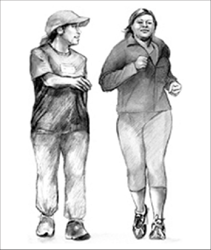 Drawing Of Brisk Walking With Friends - Walking Sketch Of Human Figure (723x857), Png Download