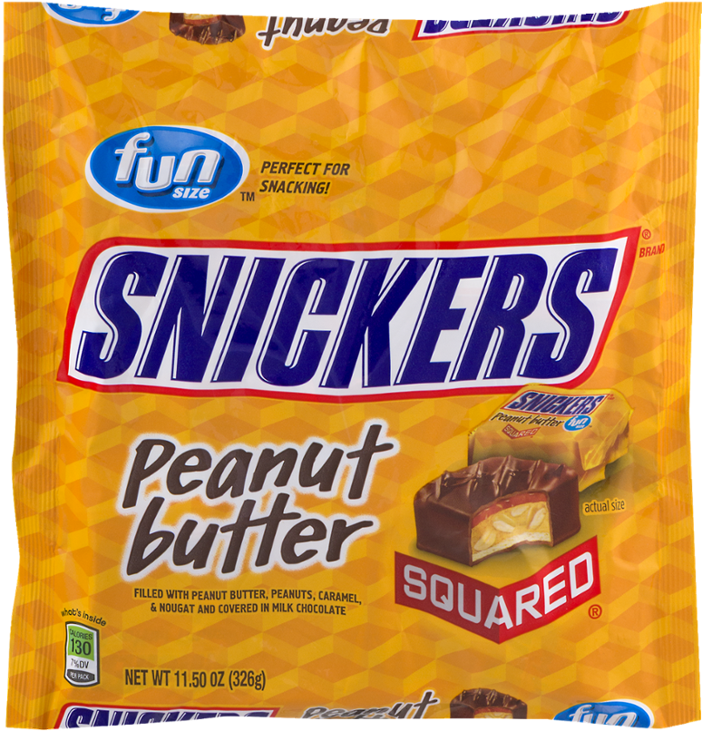 Snickers Peanut Butter Squared Fun Size - Snickers (1000x1000), Png Download