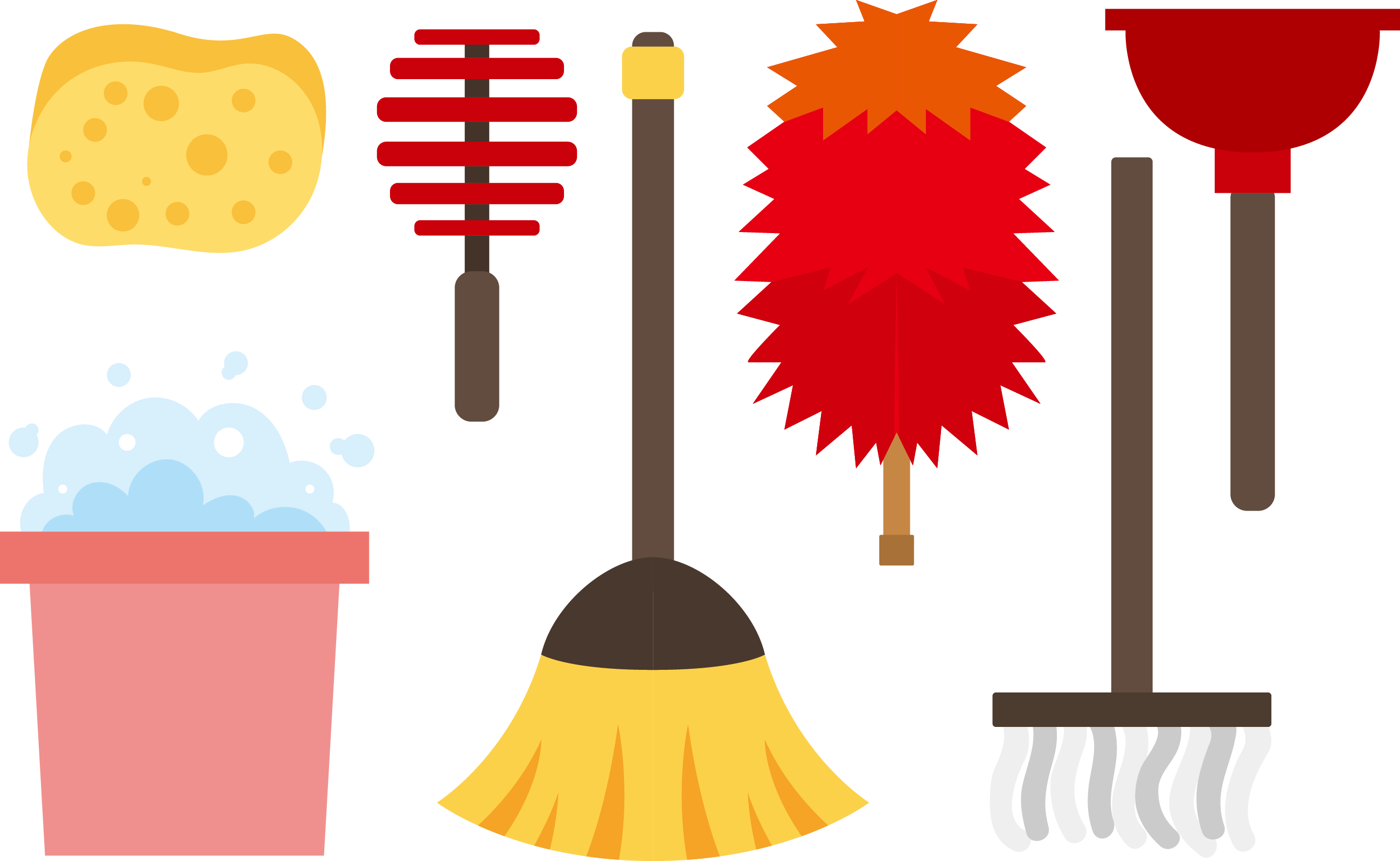 Red Clipart Mop - Kemoceng Clipart (2599x1599), Png Download