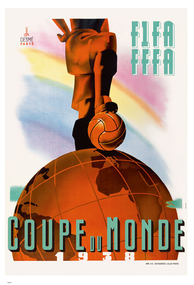 Vintage Fifa World Cup Poster- France - France 1938 World Cup Poster (960x960), Png Download