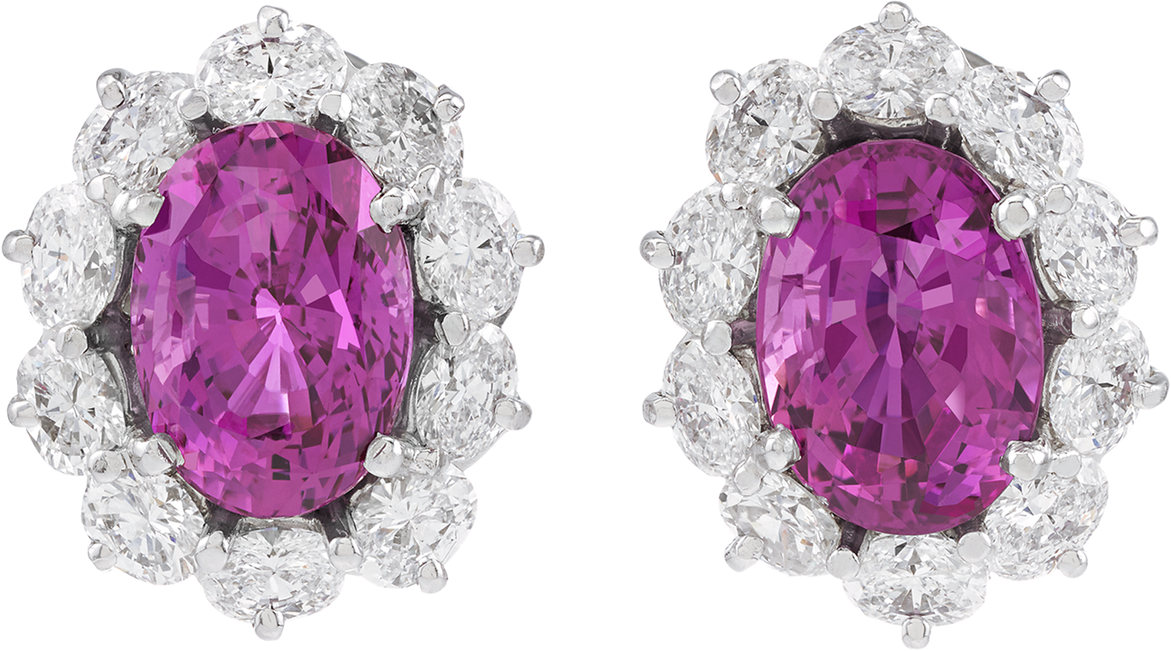 Pink Ceylon Sapphire And Diamond Earrings - Earrings (2000x2500), Png Download