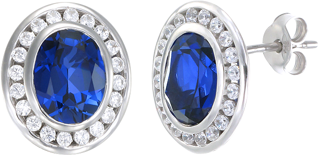 These Luxurious Blue Sapphire Oval Earrings Define - Diamond (750x750), Png Download