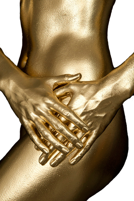 Gold Paint On Female Body - Pintura Dorada Para El Cuerpo (466x700), Png Download
