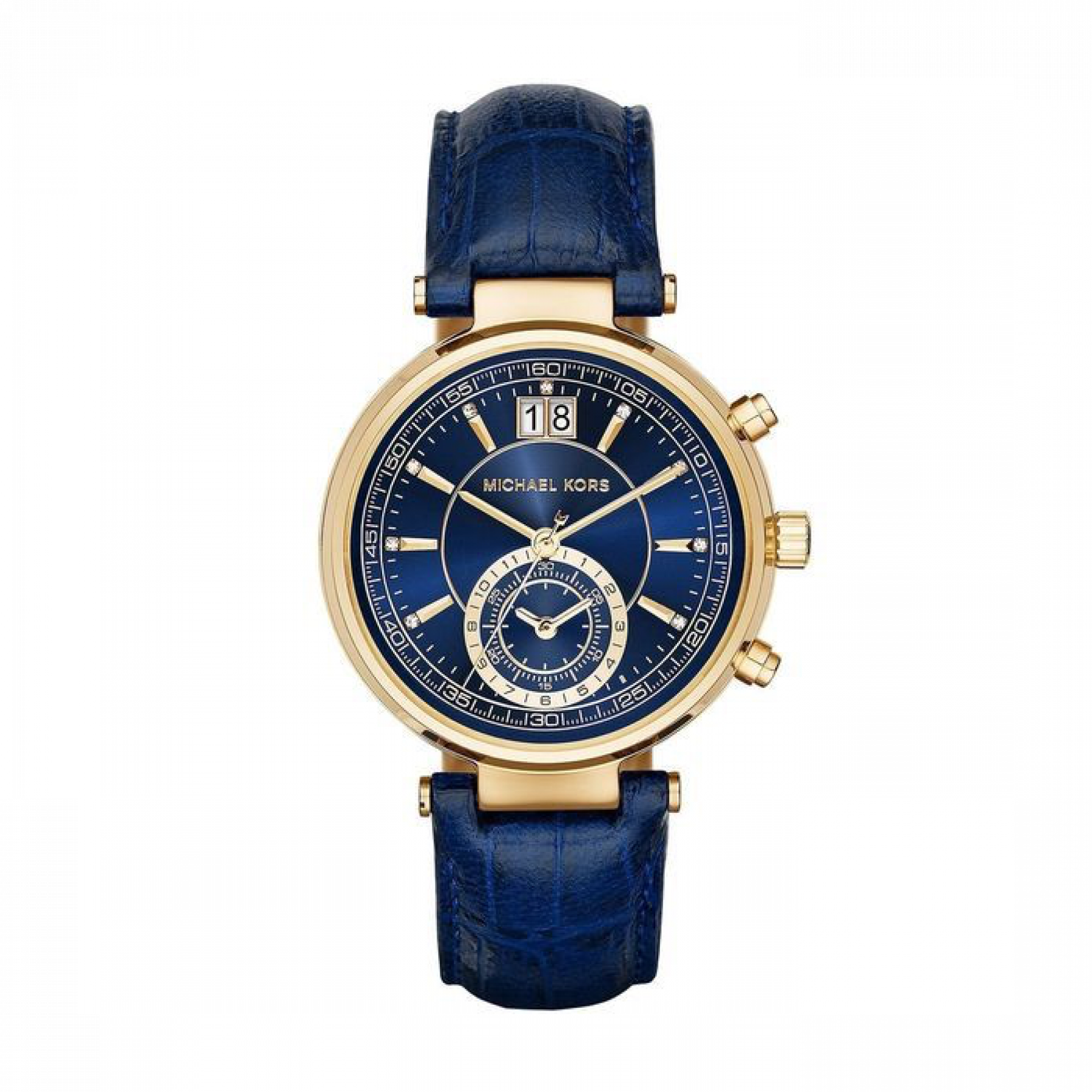 Michael Kors Blue Leather Watch (1800x1800), Png Download