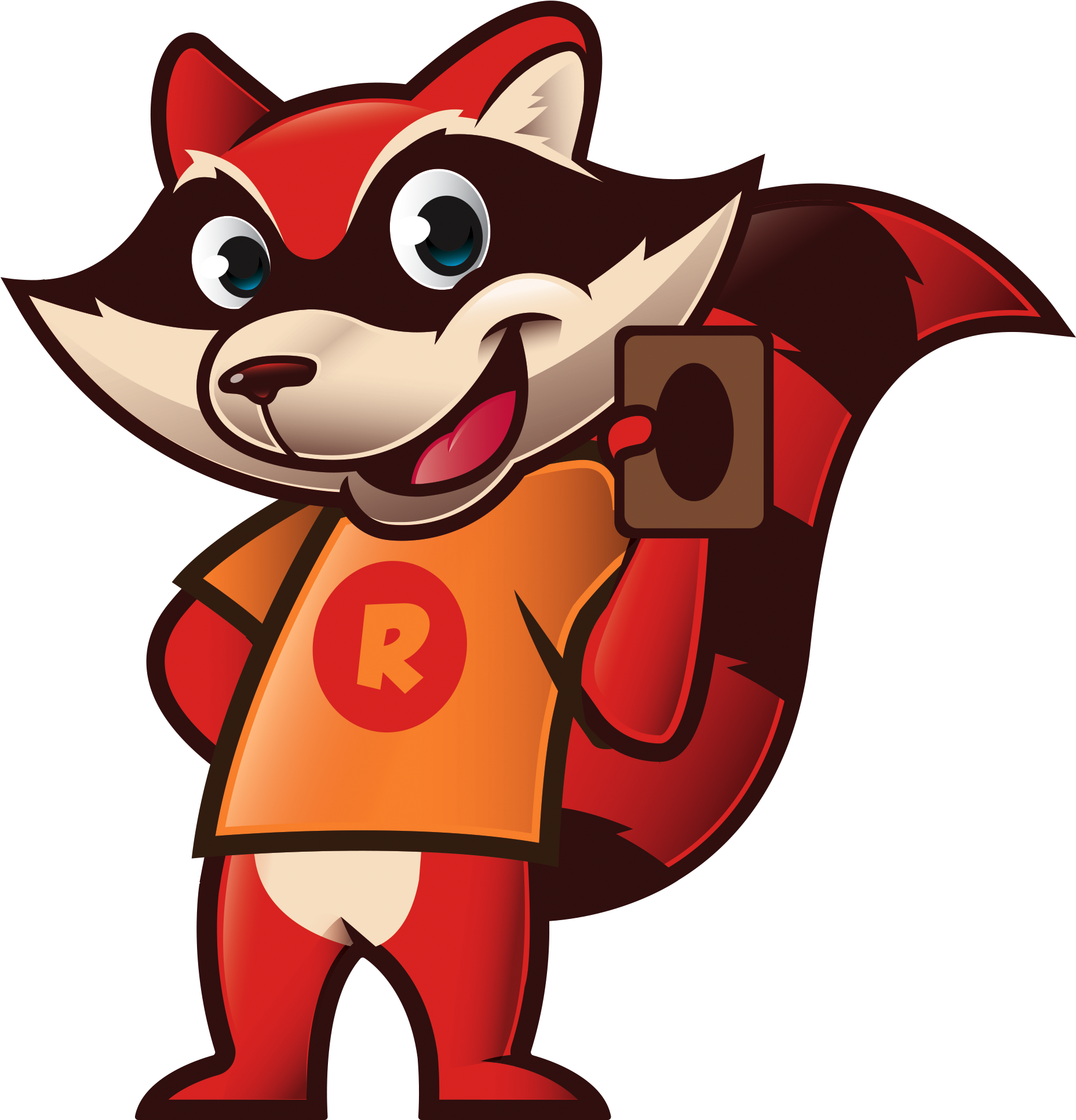 Red Raccoon Cartoon (1856x1939), Png Download