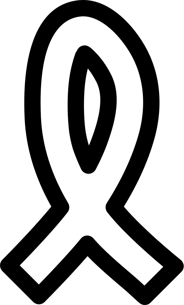 Cancer Ribbon Hand Drawn Outline Comments - Emblem (591x980), Png Download