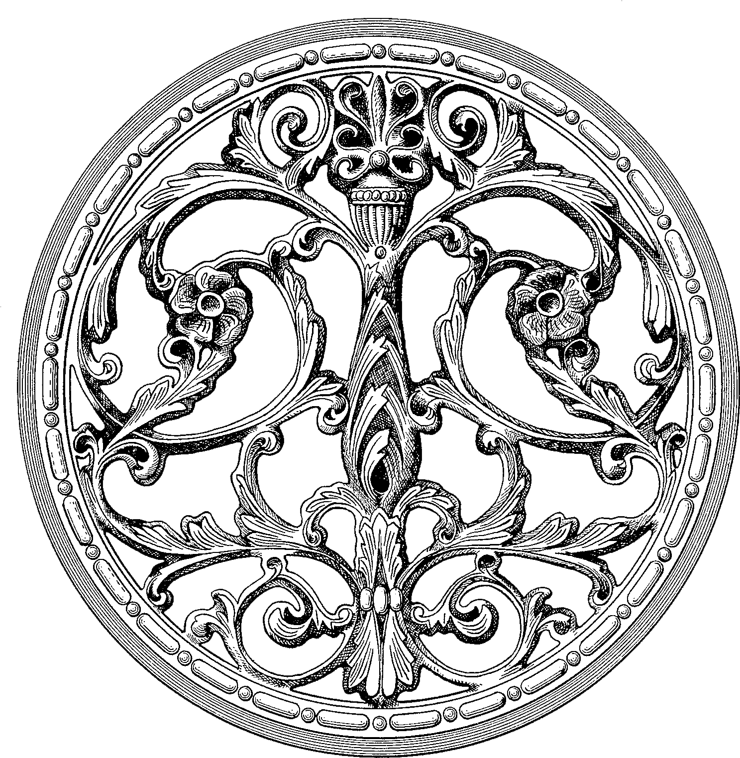 Filigree Drawing Steampunk - Steampunk Black And White (1540x1568), Png Download