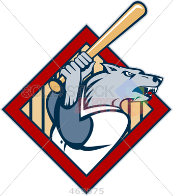 Stock Illustration Of Cartoon Rendition Of Wolf Holding - Baseball Bat (340x385), Png Download