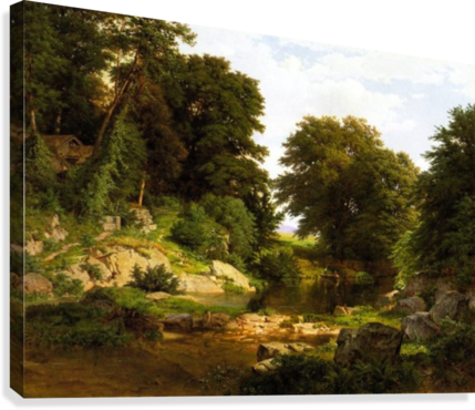 Woodland Brook Canvas Print - Woodland Brook William Trost Richards (429x370), Png Download