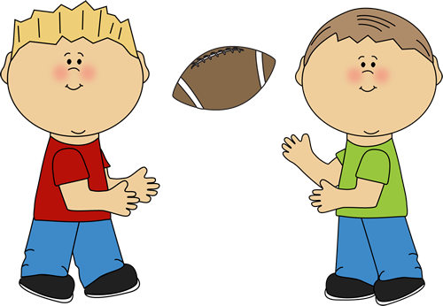 Boys Throwing A Football - Boys Clipart (500x346), Png Download