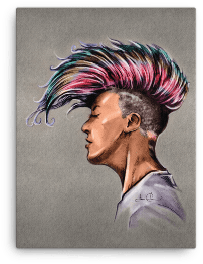 Punk Rock Colorful Girl Canvas - Illustration (600x600), Png Download