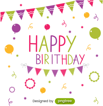 Birthday Party Card With Colorful Flags, Birthday, - Party (360x360), Png Download