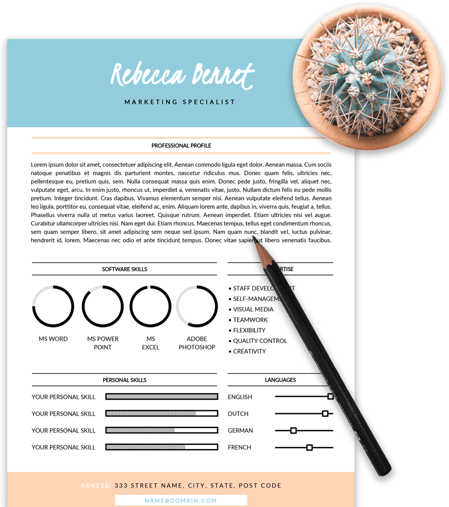 Example Of A Resume Template With Circles Of Competences - Template (900x1000), Png Download