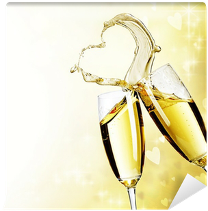 Two Champagne Glasses With Abstract Heart Splash Wall - Inspiring Quotes About Waiting For Love (400x400), Png Download
